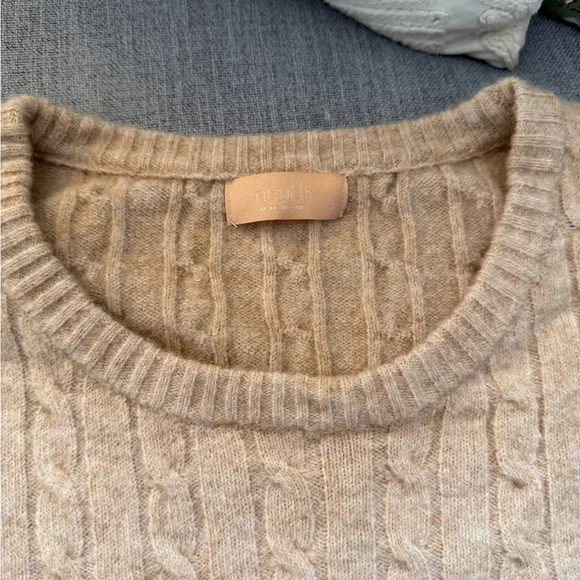 Nuuds Cable Crewneck Sweater Heather Oat XL - Picture 9 of 12